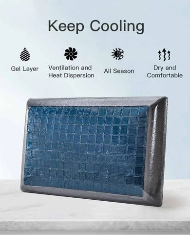 Double Sided Gel Cooling Memory Foam Pillow Summer Ice Feel Bamboo Charcoal Orthopedic Neck Pain Relief Pillow with Pillowcase