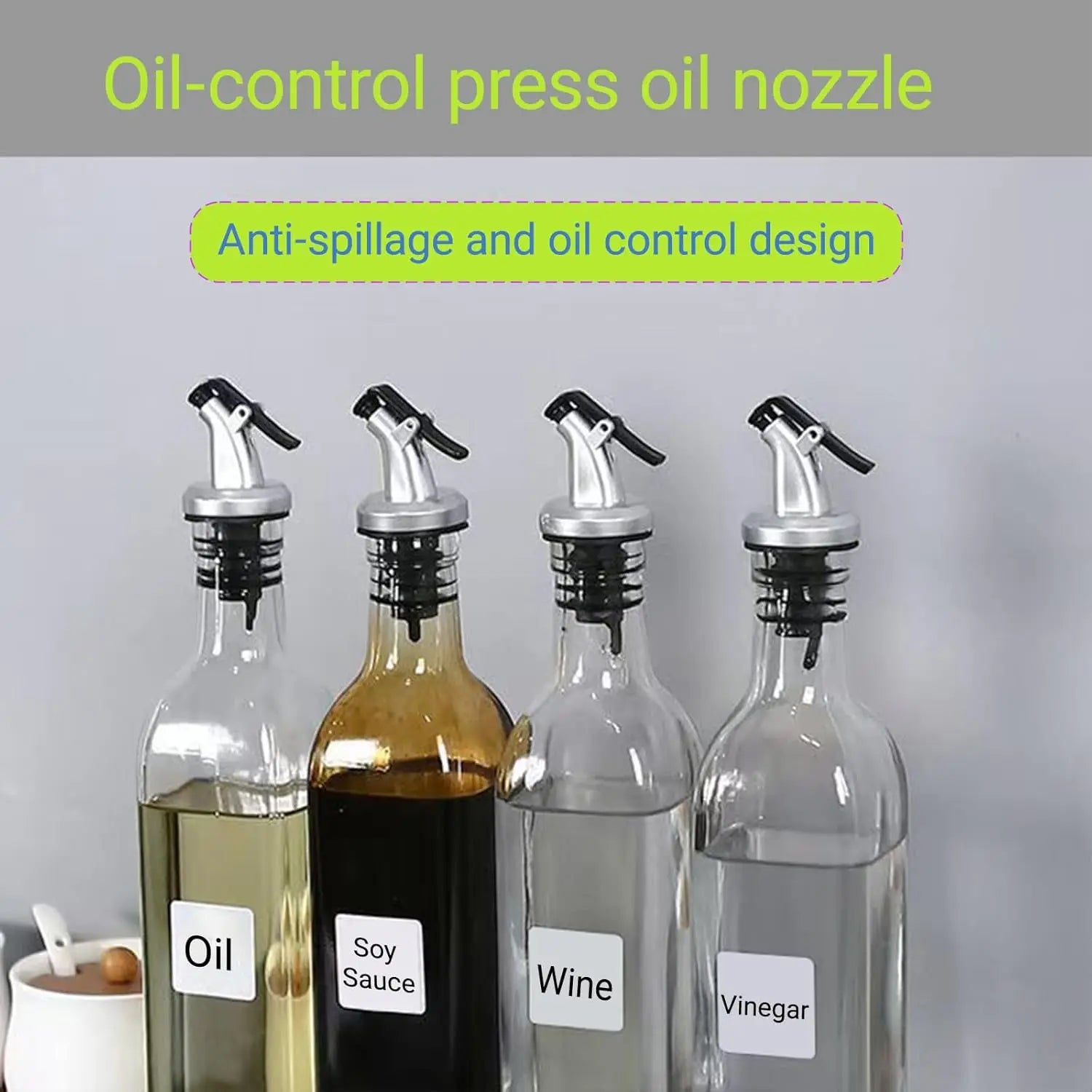 Kitchen press soy sauce vinegar oil injector nozzle - reusable food grade seasoning bottle sealing plug