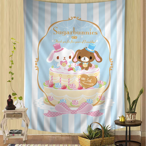 S_sugarbunnies Anime Kawaii Cartoon Tapestry Bohemian Wall Tapestries Mandala Wall Hanging Sheets