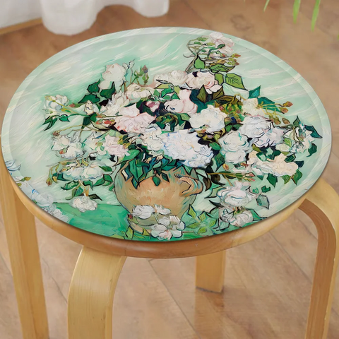 Van Gogh Nordic Printing Stool Pad Patio Home Kitchen Office Chair Seat Cushion Pads Sofa Seat 40x40cm Buttocks Pad
