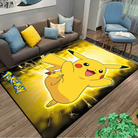 MINISO PIkachu Pokemon Anime Themed Carpet for Living Room Bedroom Kid's Room NonSlip Playmat Balcony Lounge Sofa Rug Gift Idel