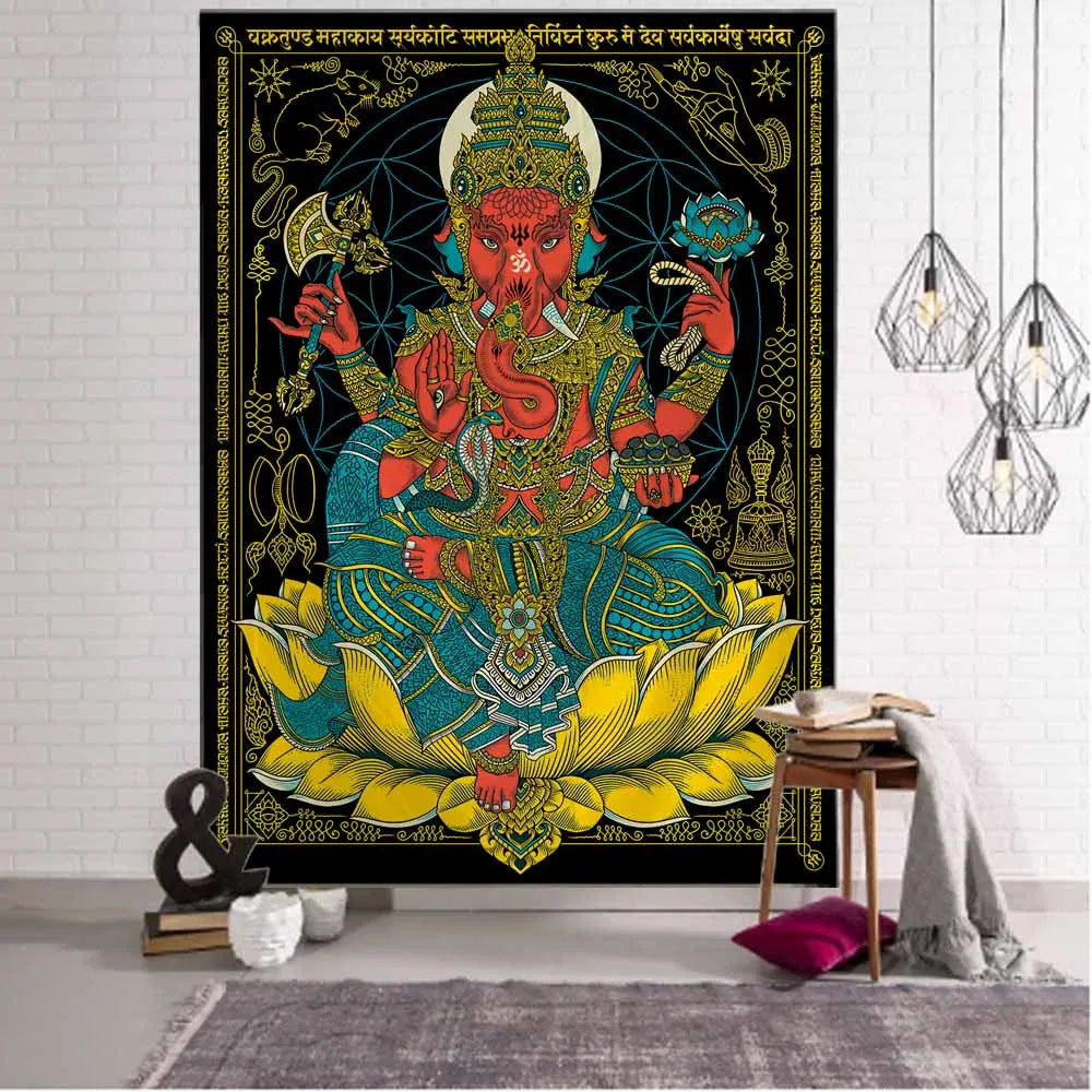 Meditation art tapestry, Buddha statue, chakra, wall hanging, mandala, home, living room, bedroom decoration wall hanging