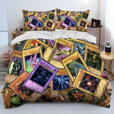 3D Yu-Gi-Oh MONSTER CARD Anime  Comforter Bedding Set,Duvet Cover Bed Set Quilt Cover Pillowcase,king Queen Size Bedding Set Kid