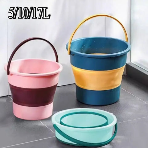 5/10/17L Collapsible Bucket Outdoor Fishing Camping Space Saving Portable Folding Car Wash Bucket Bathroom Kitchen Bucket