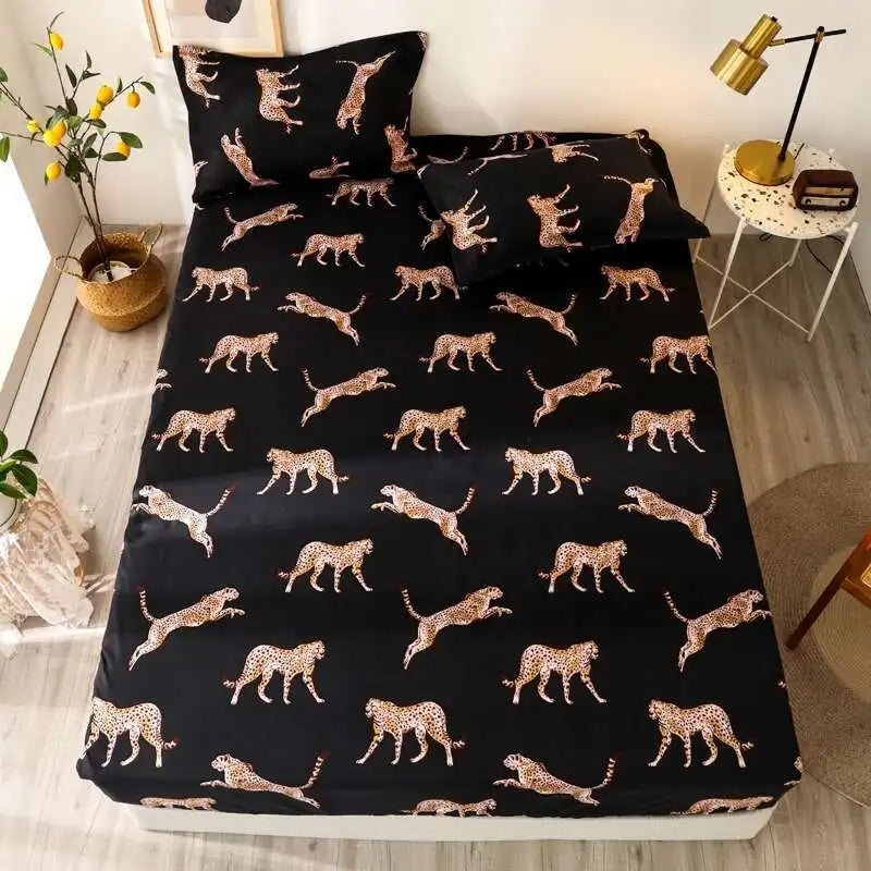 Solstice Kids Dinosaur Bed Sheet Set - Cartoon Printed Draps De Lit With Pillowcase, Elastic Fitted (Single/Twin, 100% Cotton)