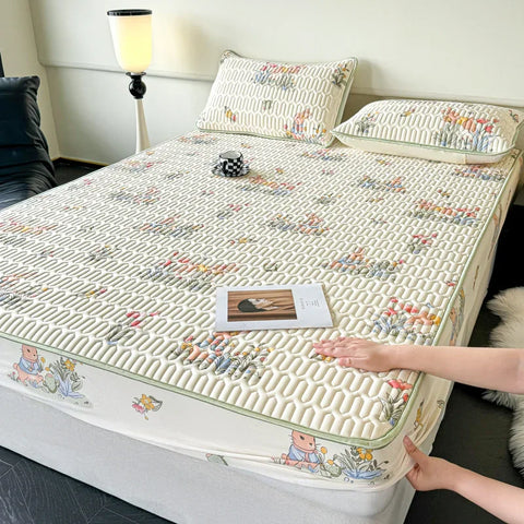 Natural Latex Thicked Summer Cooling Mat for Bed Soft Cool Feeling Fitted Sheet and Pillowcase Matress Cover Grade A Summer Mats