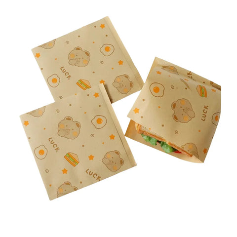 50pcs Sandwich Wrappers, Greaseproof Non-Stick Parchment Paper, Cute Pattern Food Wrapper, Baking Tools, Kitchen Gadgets