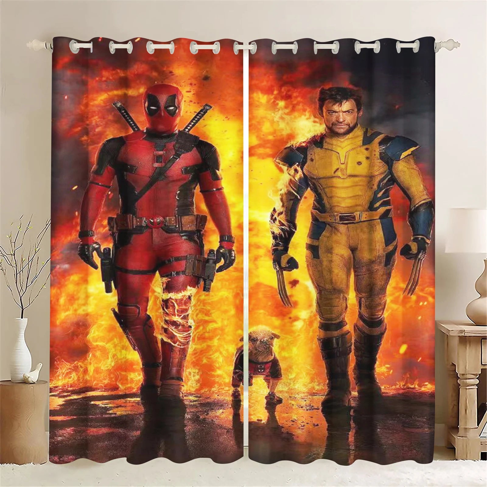 Deadpool and Wolverine Cartoon Curtain Blackout Animated Fashion Suitable For Bedroom Kids Adult Gifts Room Decoration
