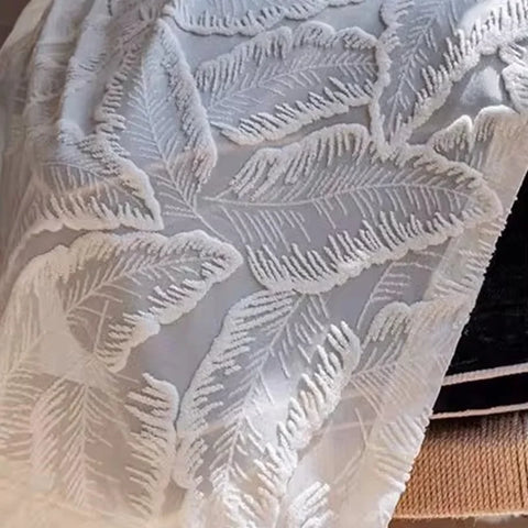 Bohemia white curtain yarn romantic 3D relief curtains for light-proof opaquefor bedroom living room balcony leaf embroidered