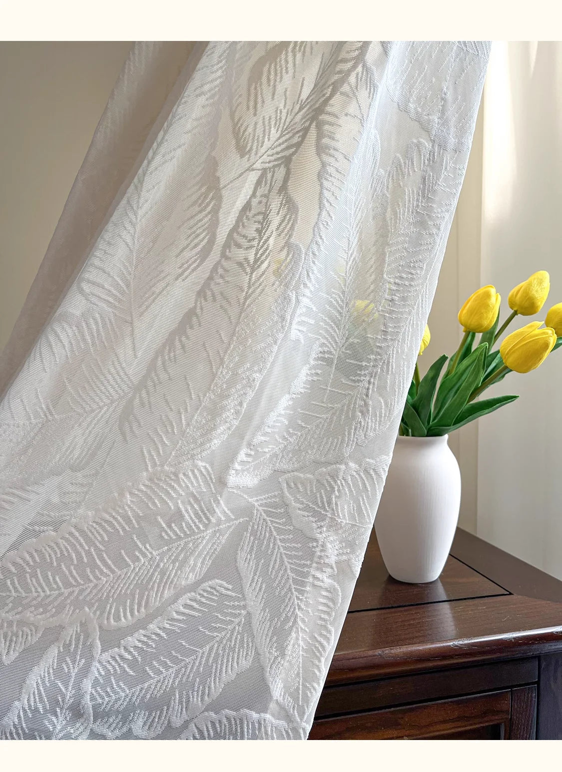 Bohemia white curtain yarn romantic 3D relief curtains for light-proof opaquefor bedroom living room balcony leaf embroidered