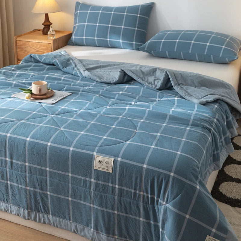 All cotton Air conditioning quilted quilt core summer washable comforter Simple Plaid soft duvet of single twin full queen size