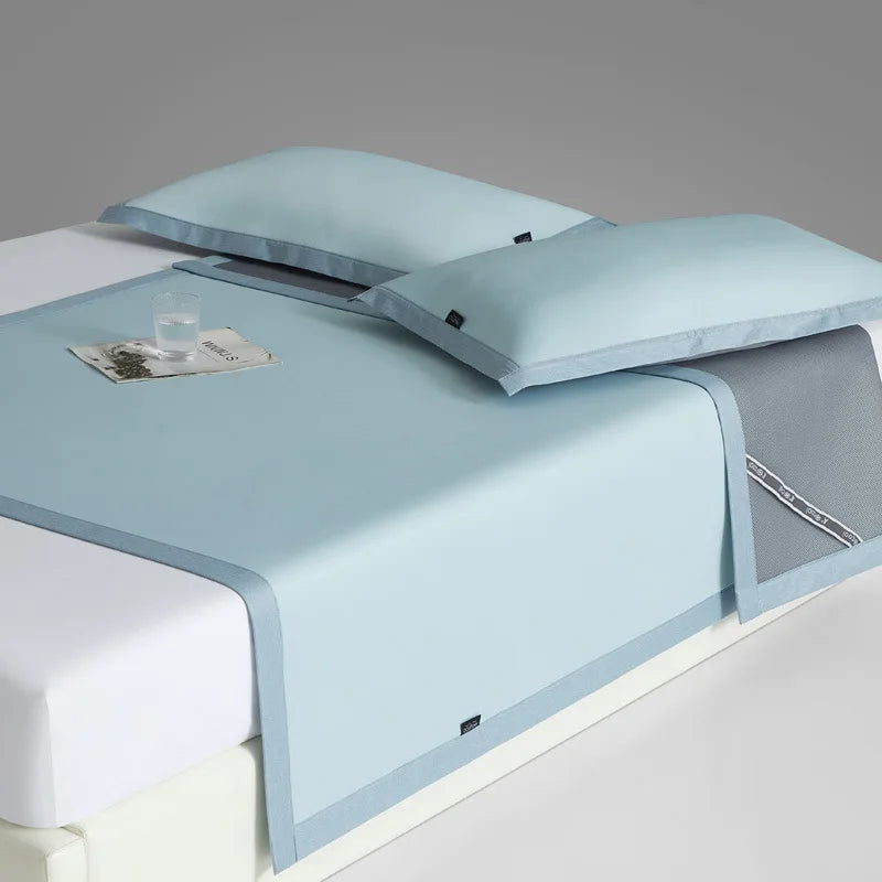 New summer ice silk cool mat bed sheet set, machine washable ice silk cold feeling bed sheet, a mat for sleeping naked in summer