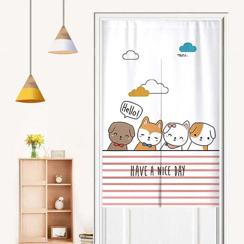Cute Cartoon Animals Door Curtain Partition Curtains Doorway Bedroom Cafe Decor Half Curtain Kitchen Entrance Hanging Curtains