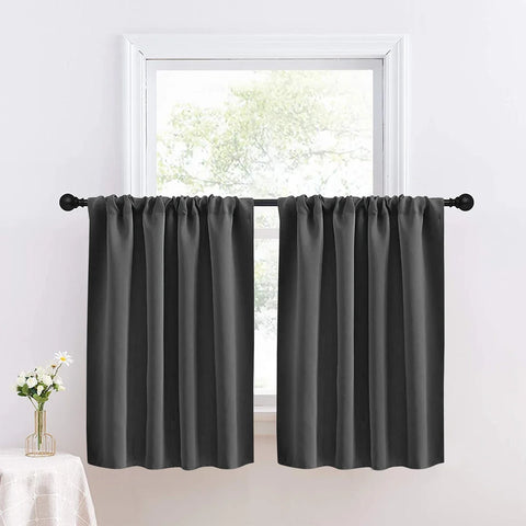 1pc Solid Short Curtain, Small Curtains for Kitchen, Bathroom, High Blackout Curtains for Home Decoration, UV Protection
