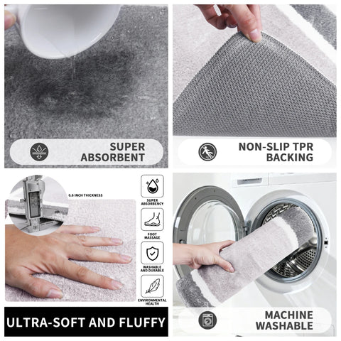 Microfiber Non-Slip Bath Mats for Bathroom Extra Soft Absorbent Bathroom Mats Rugs Machine Washable Quick Dry Floor Mats