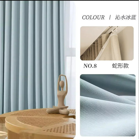 Custom Size S Wave Fold Curtains for Living Dining Room Modern Thick Chenille Blackout Bedroom White Tulle Window Decor Fashion