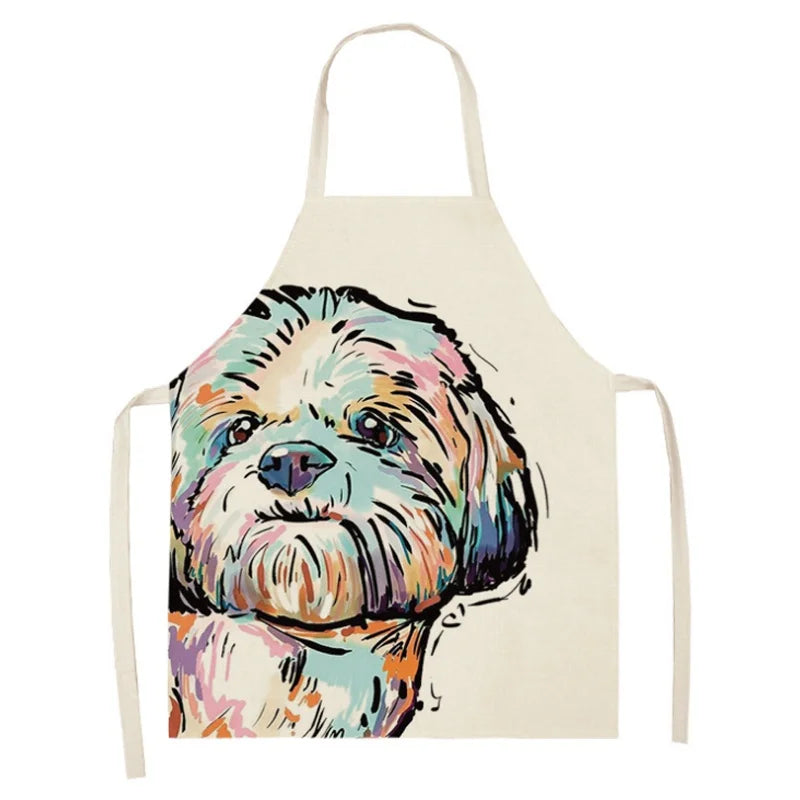 1Pcs Men Women Dog Printed Sleeveless Kitchen Hogar Pinafore Home Cleaning Tools 2 Size 68x55cm/47x38cm Aprons Tablier Cuisine
