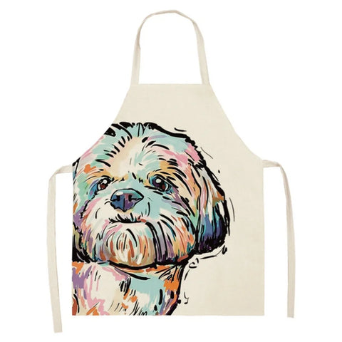 1Pcs Men Women Dog Printed Sleeveless Kitchen Hogar Pinafore Home Cleaning Tools 2 Size 68x55cm/47x38cm Aprons Tablier Cuisine
