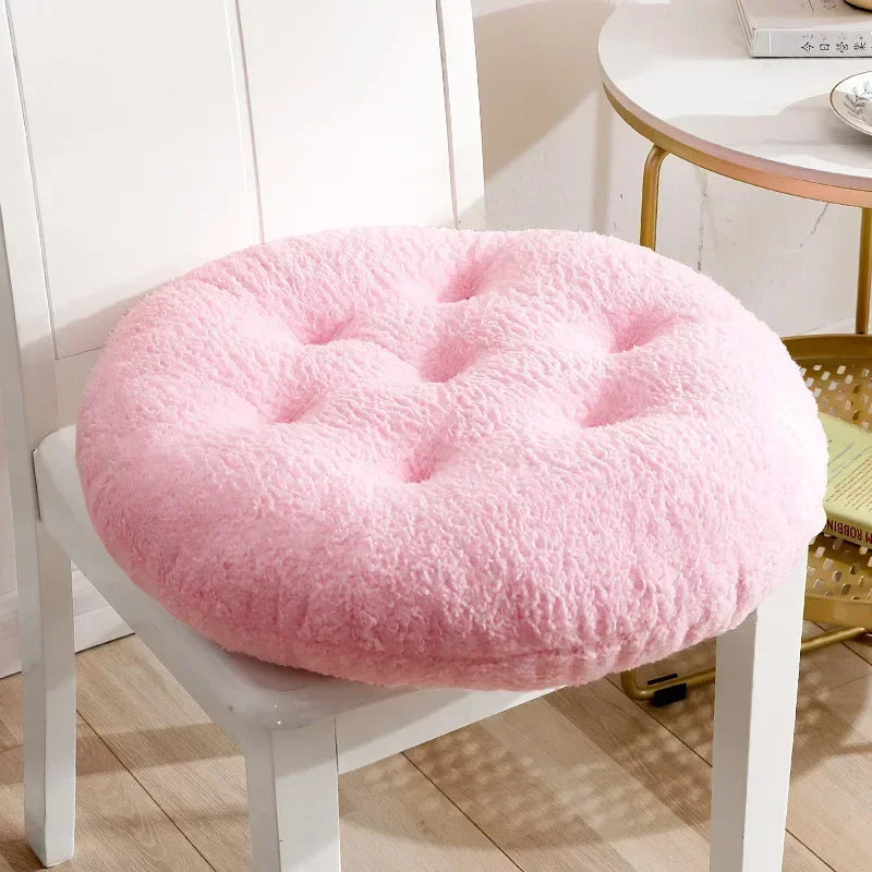 Winter Plush Thick Seat Cushion Home Sofa Office Chair Solid Color Lambswool Cushion Thicken Soft Floor Pads Round and Square