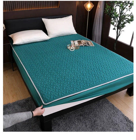 Waterproof Bed Cover Solid Color Fitted Bed Sheet With Elastic Band Anti-slip Adjustable Mattres Protector Fitted Sheet For Home