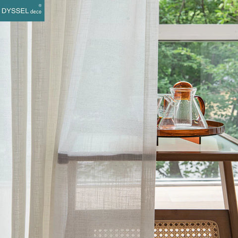 Modern Decorative Linen Solid Home Linen White Sheer European Style Window Curtains Rod Pocket Grommet for Living Room Bedroom