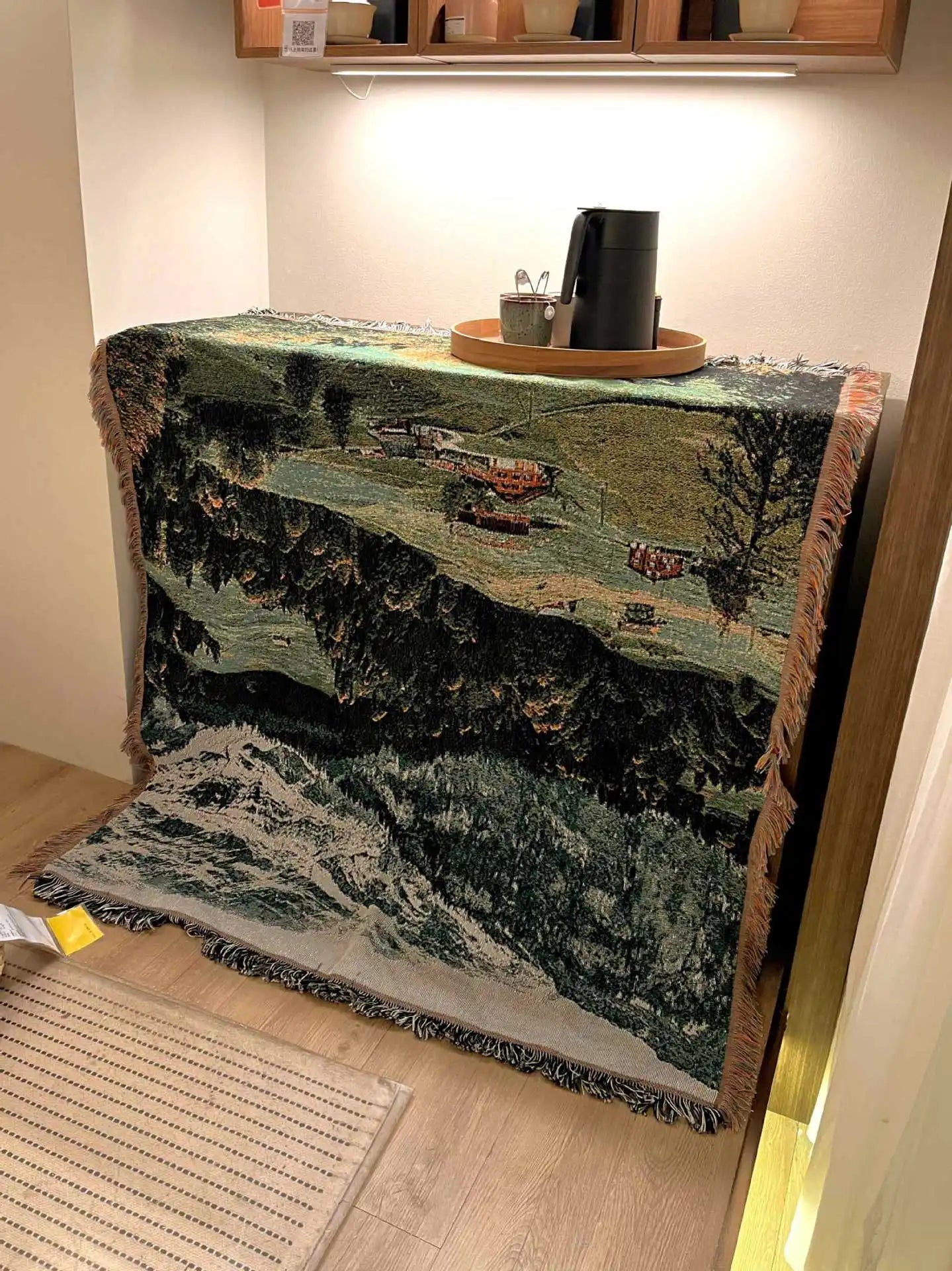 Snow Mountain Forest Cotton Thread Woven Tapestry Bedroom Decorative Hanging Cloth Cabinet Cover Towel Atmosphere Arrangement