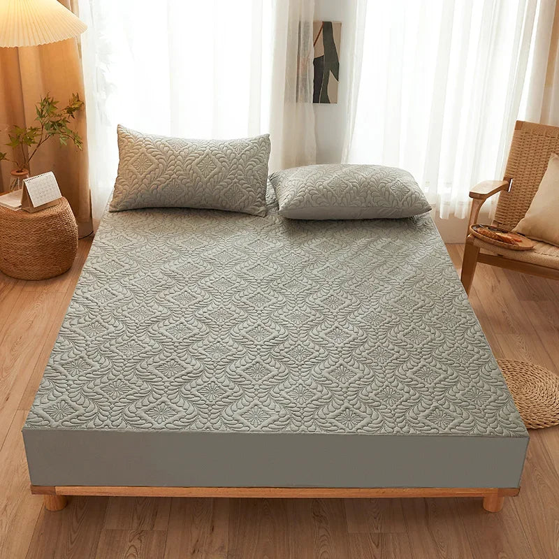 100% Waterproof Quilted Fitted Bed Sheet with Elastic Band Soft Mattress Protector Cover Twin Queen King 160x200cm Home Decor