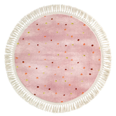 Cute Round Rug Bedroom Tassel Carpet Mat Bedside Kids Room Ddecoration Cartoon Floor Mats Home Soft Machine Washable Area Rugs