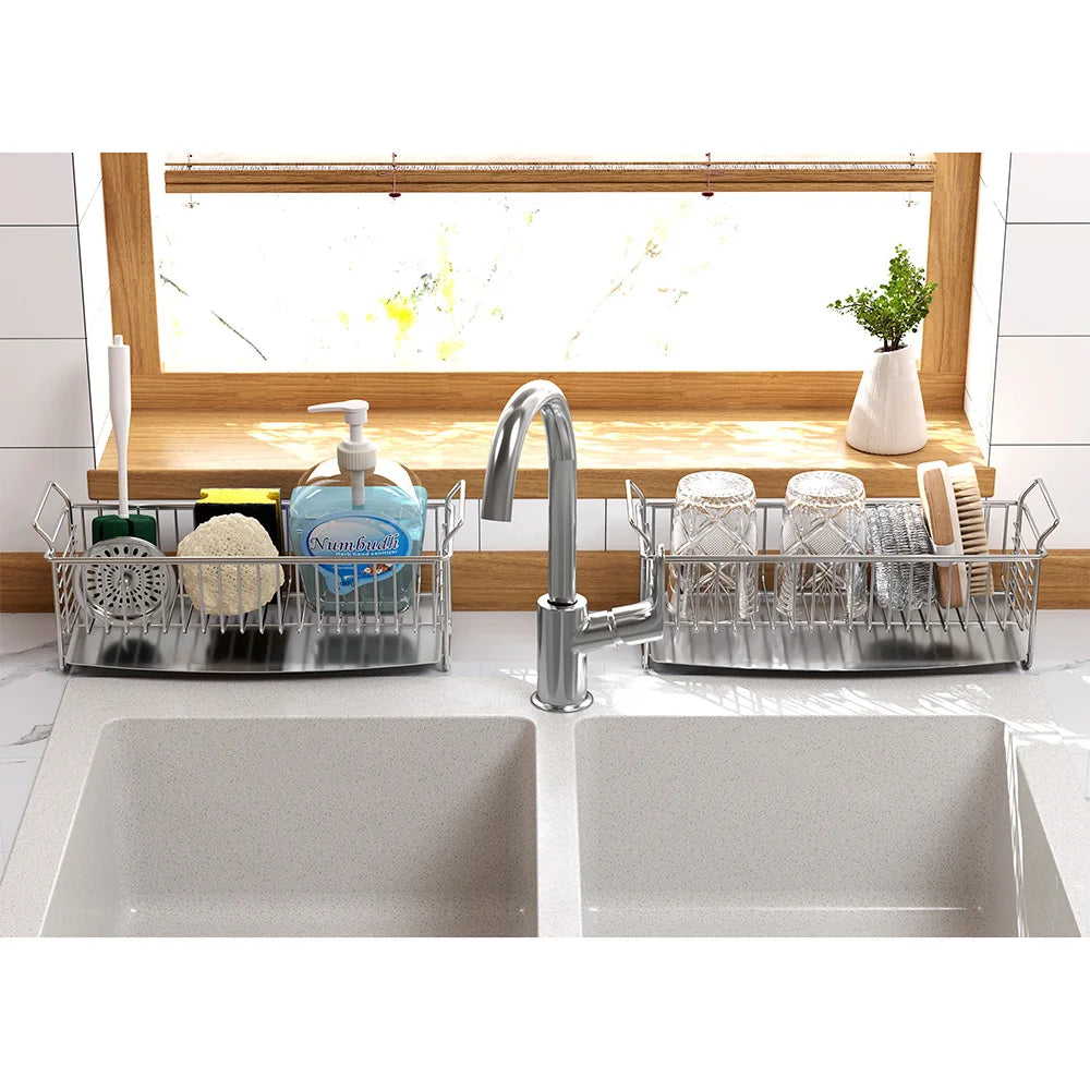 304 Stainless Steel Kitchen Shelf Spice Rack Sink Drainage Dish Drying Storage Rack Home kitchen Accessories Organizer