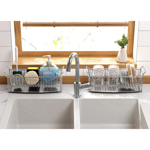 304 Stainless Steel Kitchen Shelf Spice Rack Sink Drainage Dish Drying Storage Rack Home kitchen Accessories Organizer
