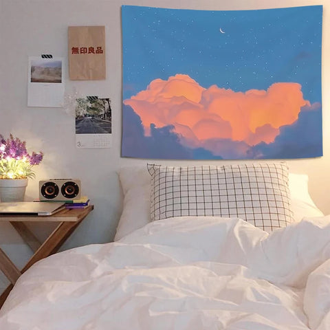Ins Landscape Tapestry Wall Hanging Cloth 3D Printing   Bedroom Dorm Background Decorative