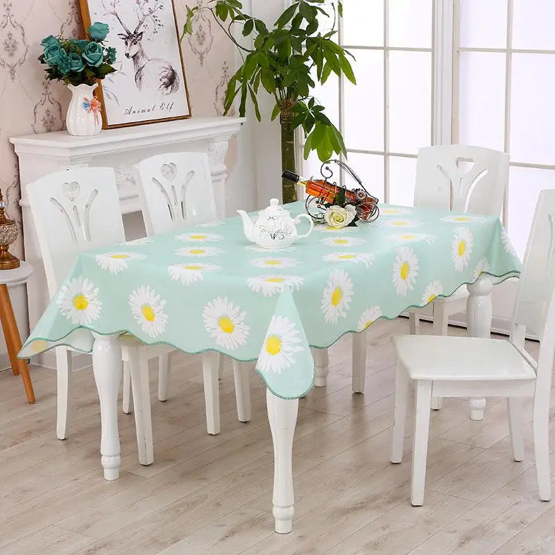 1pcs PEVA Waterproof Oilproof Tablecloth Washable Fabric For Dining Table Kitchen Decor Beautiful Flower Pattern Table Cloth