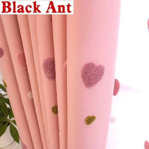 Cartoon Pink Heart Shape Blackout Curtains For Baby Girls Bedroom  Lovely Tulle For Living Room Window Treatment Drapys X-M05#30
