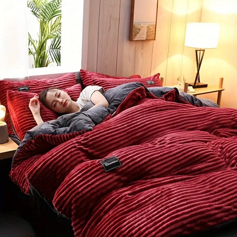 Puffy Duvet Cover Super Soft Plush Bedding Set Fall And Winter Thickened Plush Double Bed Cove