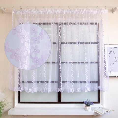 FLYING Romantic Style Embroidered Sheer Curtain Semi-Transparent Window Drapes for Living Room Multiple Sizes Available 1pc