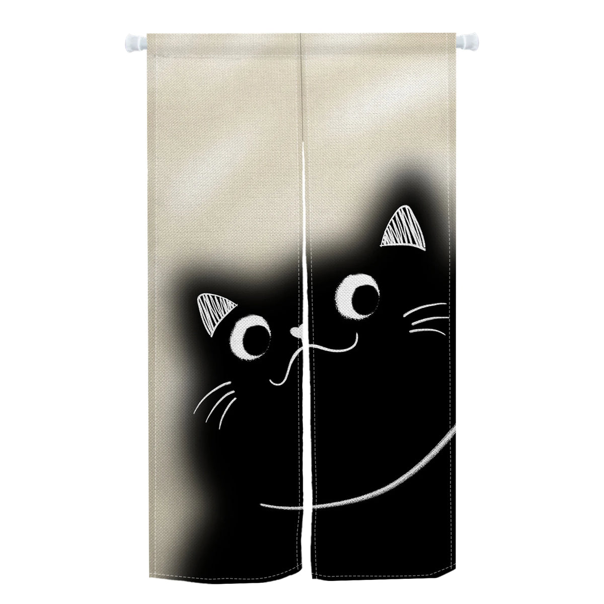 Japanese Cute Cat Door Curtain Izakaya Dining Room Blackout Partition Linen Doorway Curtains Room Entrance Hanging Half Curtains