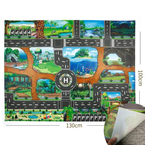 100x130 Kids Playmat Farm Road Portable Map Baby Educational Rugs Toddler Dinosaur Waterproof Play Mat Crawling Non-Toxic Carpet