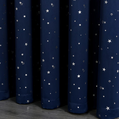Kids Curtains Blackout With Stars Grommet Top For Bedroom Living Room Window Drapes