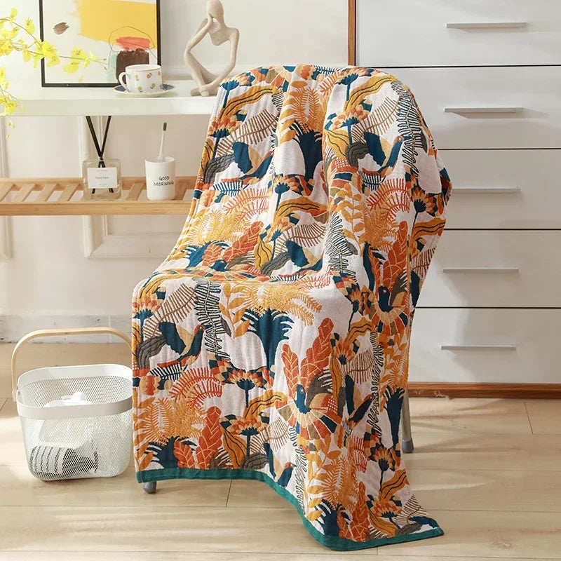 Nordic 21 Styles New Bohemian Floral Printing Adult Soft Absorbent Cotton Gauze Beach Bath Towel Bathroom Accessories 80×160CM