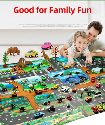 100x130 Kids Playmat Farm Road Portable Map Baby Educational Rugs Toddler Dinosaur Waterproof Play Mat Crawling Non-Toxic Carpet