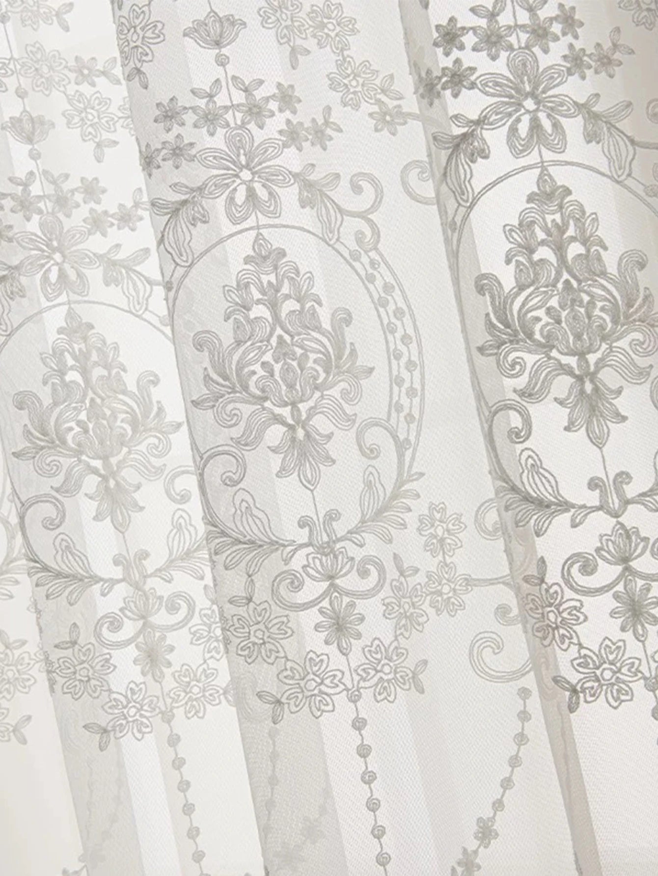 1pc Embroidered White Sheer curtain Polyester Light Filtering Privacy Sheer Curtain for Living room All Season