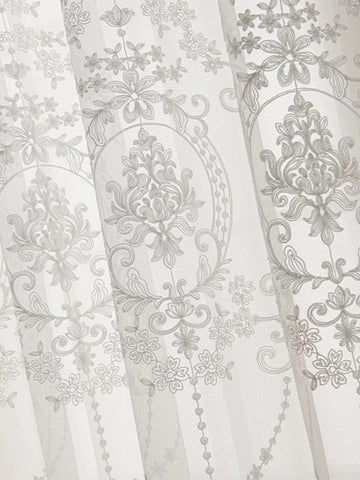1pc Embroidered White Sheer curtain Polyester Light Filtering Privacy Sheer Curtain for Living room All Season