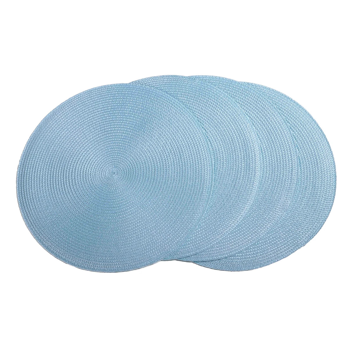 Round Braided Placemats Set of 4 Washable PP Heat Resistant 38cm Table Place Mat for Kitchen Xmas Dining Table Party Decor