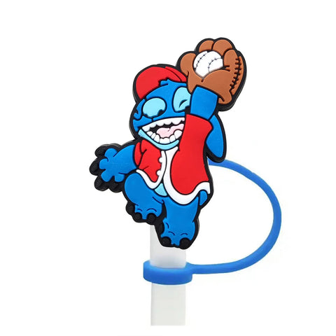 Disney Stitch Cartoon Silicone Straw Covers For Water Glass Bottle Drinking Dust Cap Straw Tip Cover Cup Accessories For 10mm