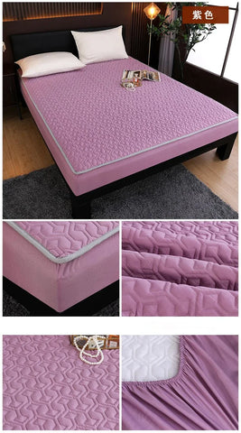 Waterproof Bed Cover Solid Color Fitted Bed Sheet With Elastic Band Anti-slip Adjustable Mattres Protector Fitted Sheet For Home