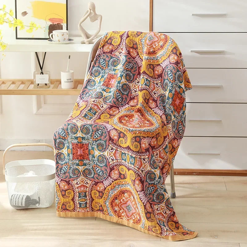Nordic 21 Styles New Bohemian Floral Printing Adult Soft Absorbent Cotton Gauze Beach Bath Towel Bathroom Accessories 80×160CM