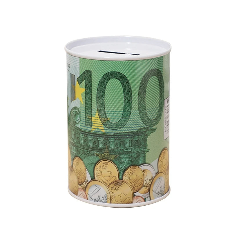 1PC European American Style Dollar Pattern Iron Piggy Bank Creative Coin Money Storage Jars Home Office Decoration Children Gift