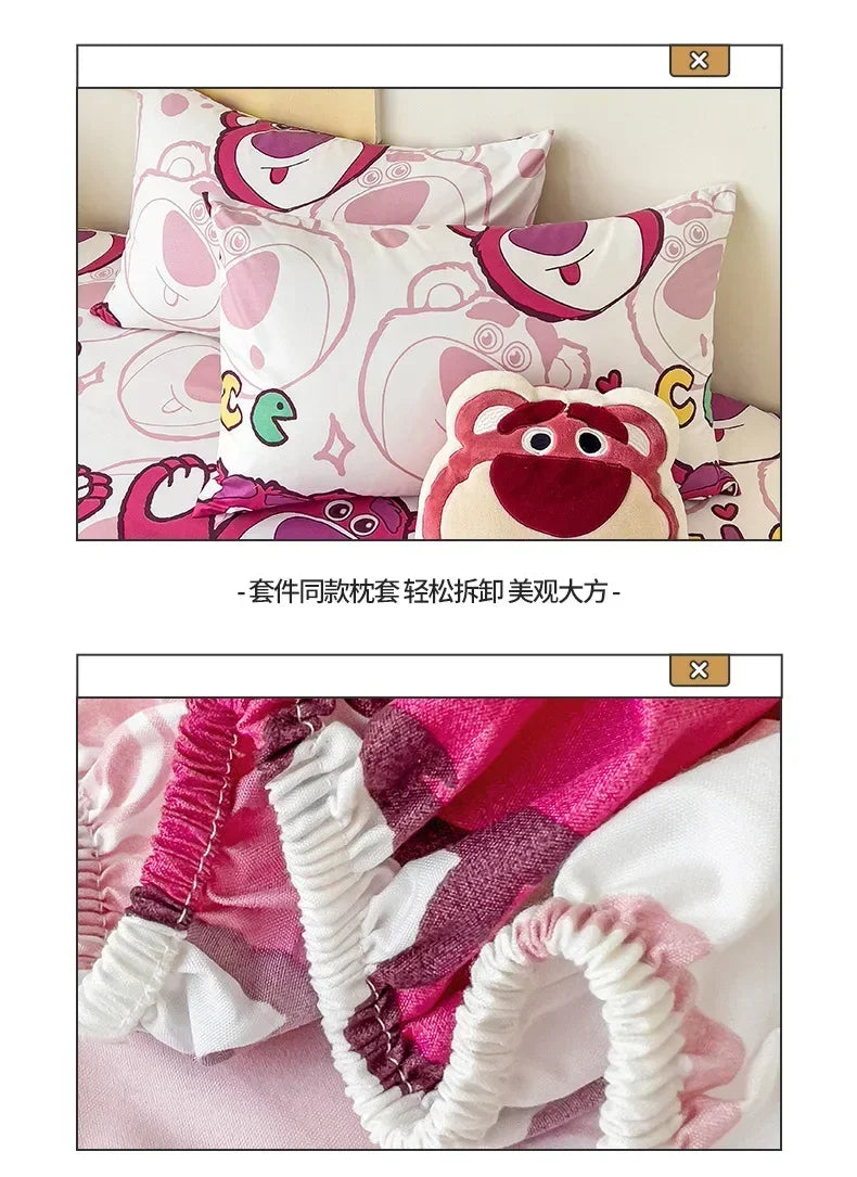 Disney Stitch Cartoon Mickey Pooh New Skin Friendly Printed Sheets Mattress Protectors Non-Slip Anime Sheets Children's Bedding