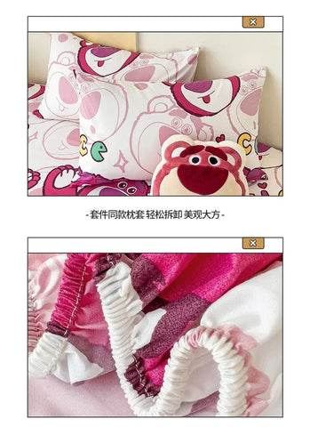 Disney Stitch Cartoon Mickey Pooh New Skin Friendly Printed Sheets Mattress Protectors Non-Slip Anime Sheets Children's Bedding