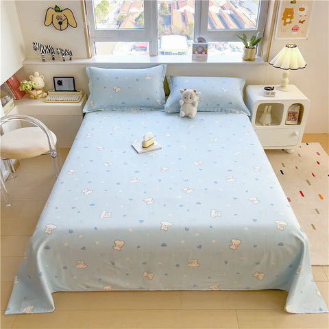 1pc Pure Cotton Bedsheet Floral Style Flat Sheet Single Sheets for Kids Adults Room Bed Linen sabana para cama (No Pillowcase)